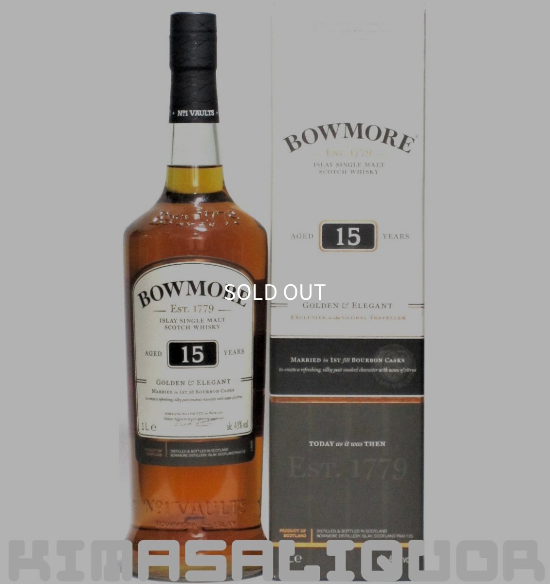 画像1: ボウモア 15年 ゴールデン＆エレガント 並行品 箱付き 43度 1000ml (1L) (1)
