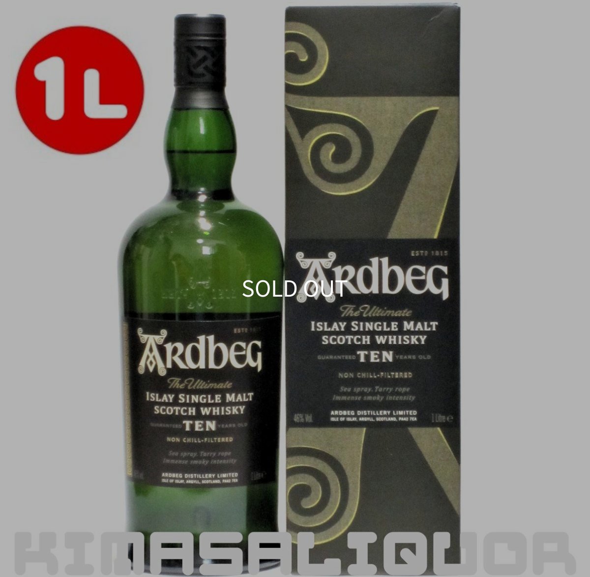 画像1: アードベッグ 10年 並行品 箱付き 46度 1000ml (1L) (1)