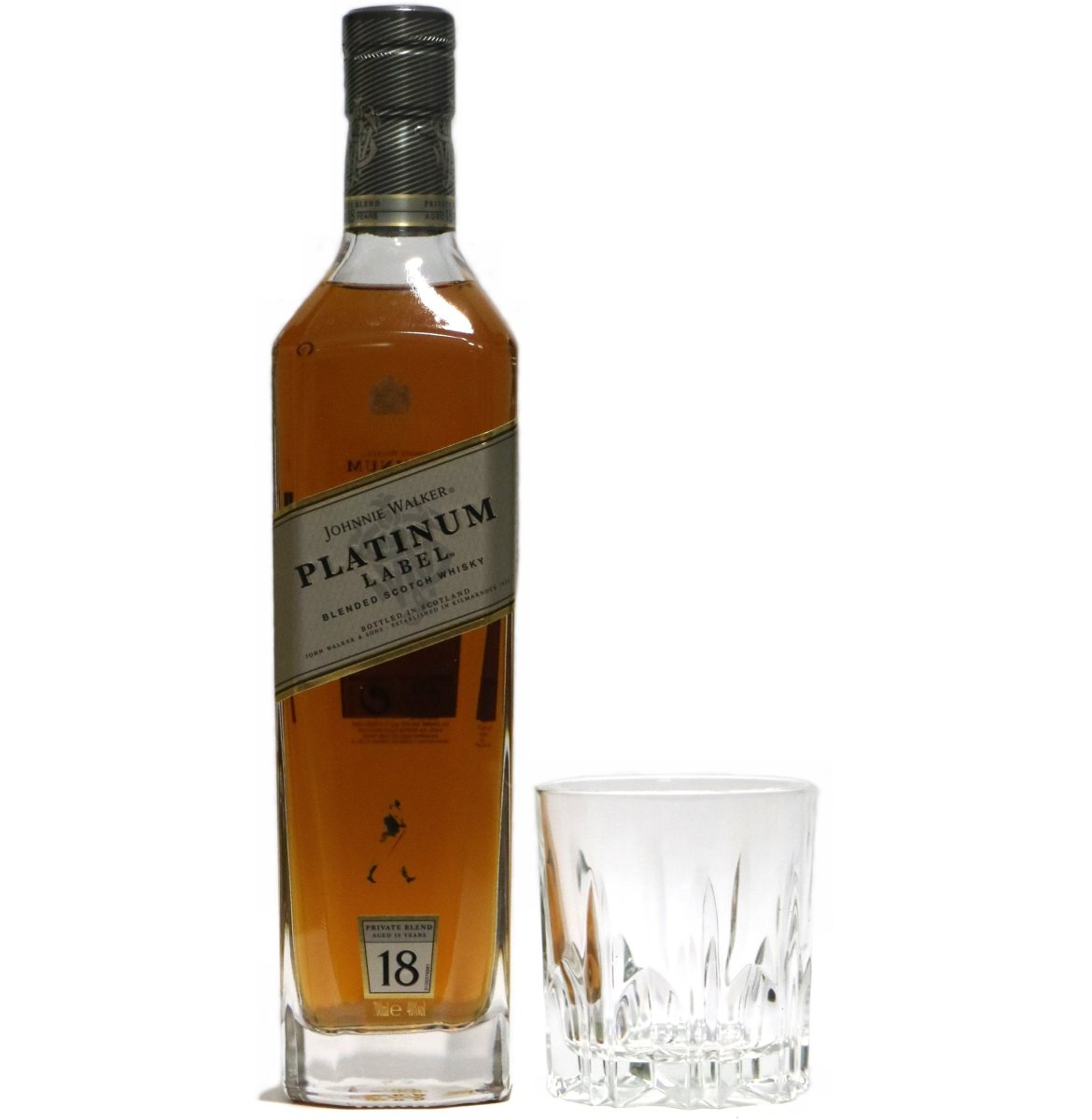 画像1: [古酒] ジョニーウォーカー プラチナ 18年 グラス付き 正規品 箱付き 40度 700ml ※箱はダメージがあります (1)